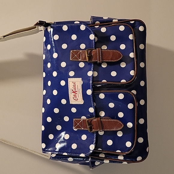 Cath Kidston Handbags - CATH KIDSTON Medium Blue/White Polka Dot Messenger Bag Tote